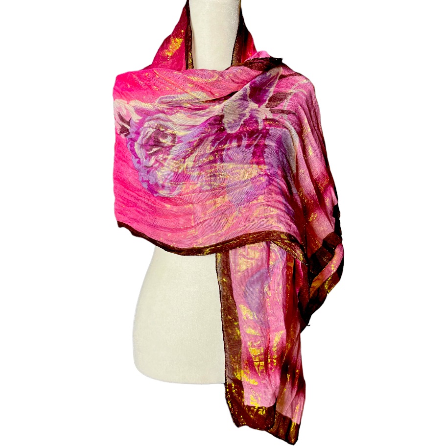 Beautiful Mermaid Holographic Sheen Pink Rose Scarf